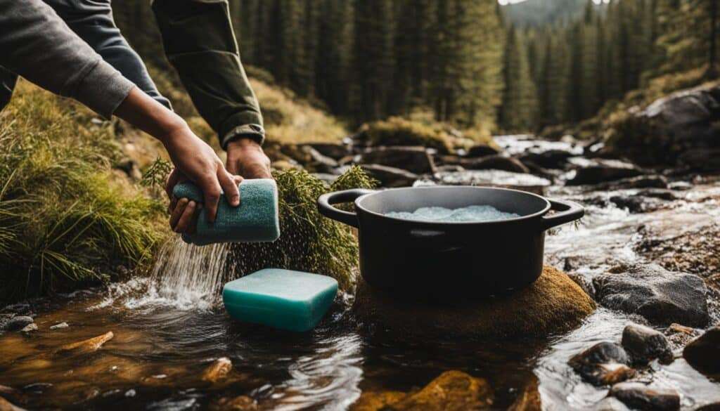 Cleaning cookware on the go with limited water resources