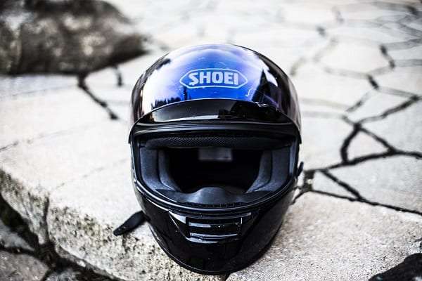 blue motorcycle helmet