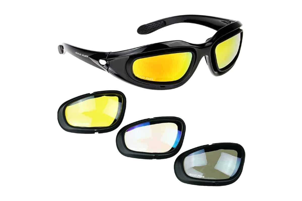 Motorcycle Riding Glasses Padded Frame Lens Block 100% UVB/UVB for Outdoor Activity Sport 