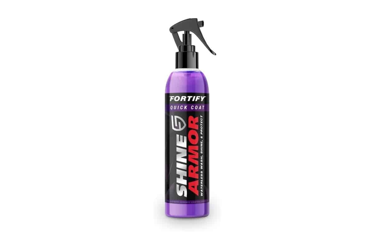 bottle of Shine Armour Fortify Quick Coat Wax Spray side view