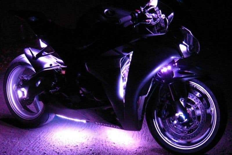led light and motorcycle battery