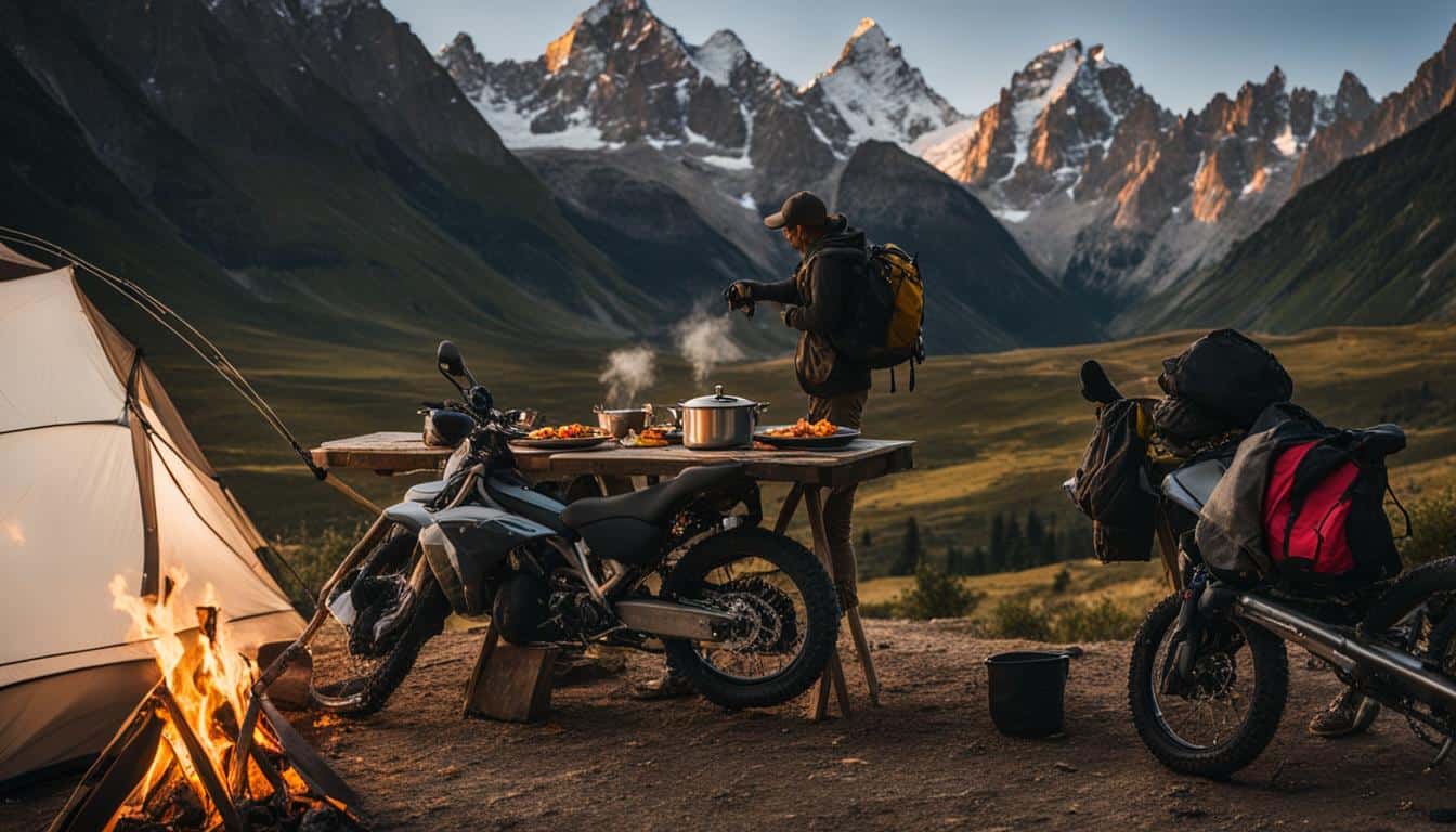 Cleaning dishes on motocamping